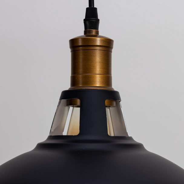 lampadario a sospensione nero e metallo oro - Aster