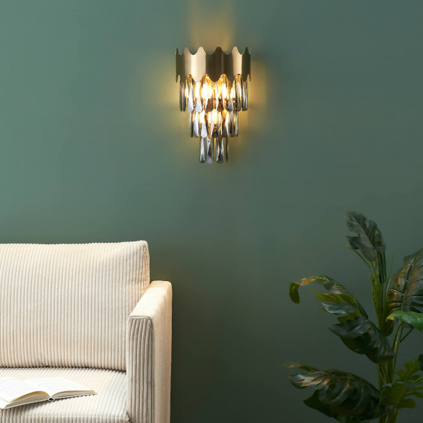 Lampada da parete in oro scintillante