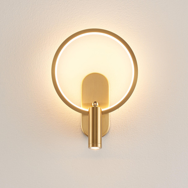Lampada da parete dorata con luce di lettura - Lona