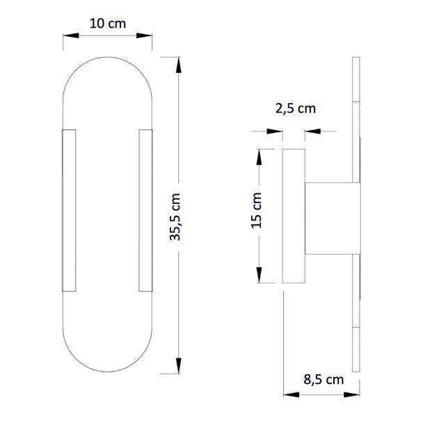 Schema tecnico applique LED dorata - Enola
