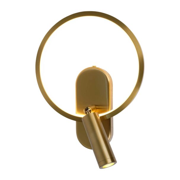 Applique dorata doppia illuminazione con lampada da lettura centrata - Lona
