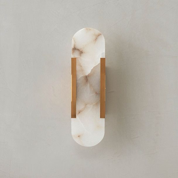 Applique LED alabastro bianco dorato - Enola