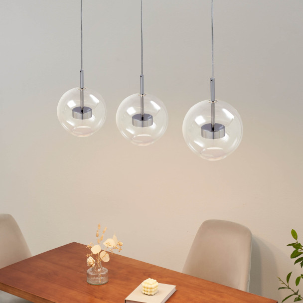 Lampadario con tre sfere in vetro - Gica