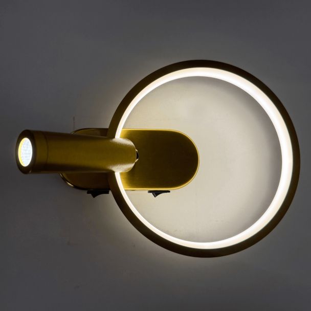 Applique dorata doppia illuminazione con lampada da lettura centrata - Lona