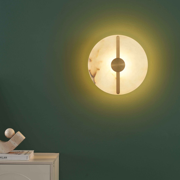 Lampada da parete alabastro rotonda luce calda - Lunéa