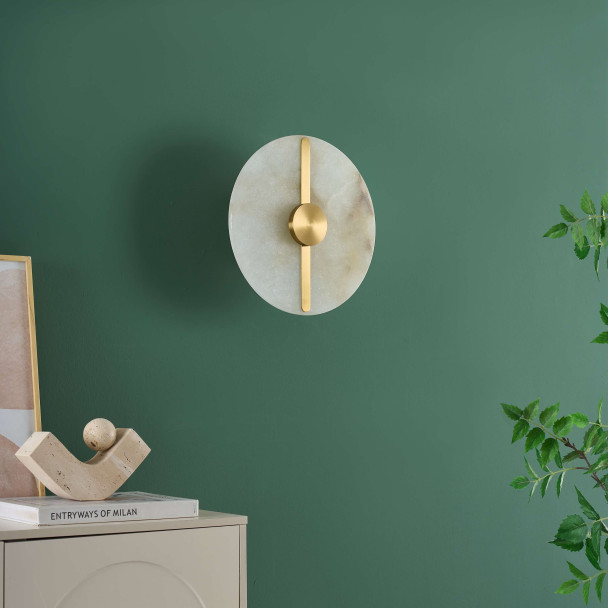 Lampada da parete rotonda alabastro ottone raffinato - Lunéa