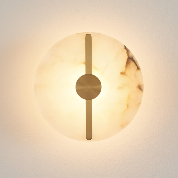 Lampada da parete design alabastro ottone  - Lunéa