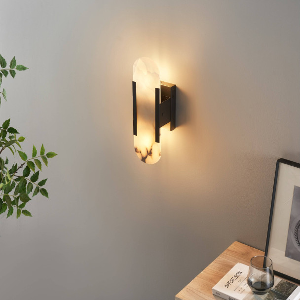 Applique design alabastro bianco luce diffusa - Enola
