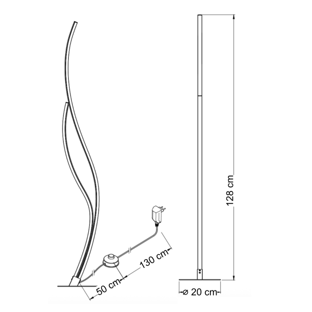 Lampada da terra LED nera linee ondulate stile moderno - Ysoria