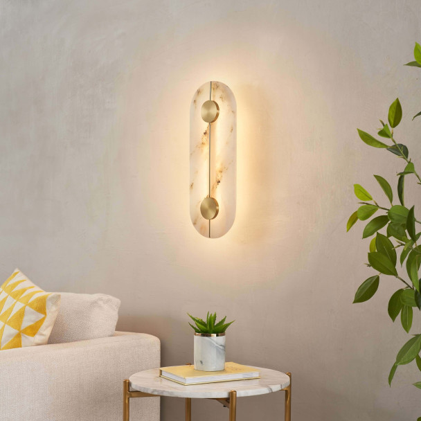 Illuminazione da parete alabastro dorata - Calizia