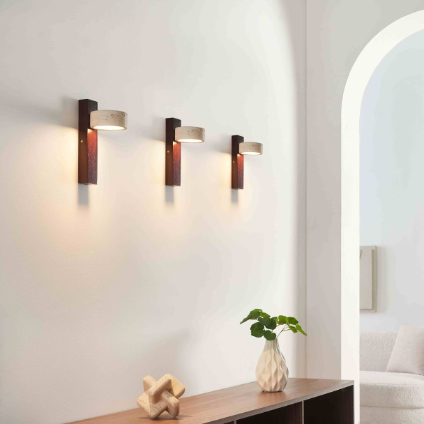 Illuminazione da parete travertino legno design moderno - Fiorenzo