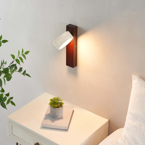 Applique travertino legno scuro orientabile - Fiorenzo