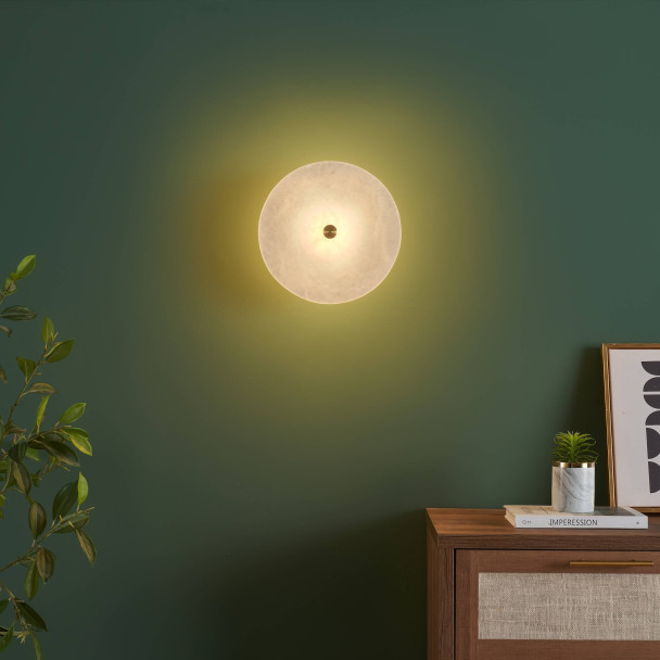 Lampada da parete ottone marmo bianco - Lilasea