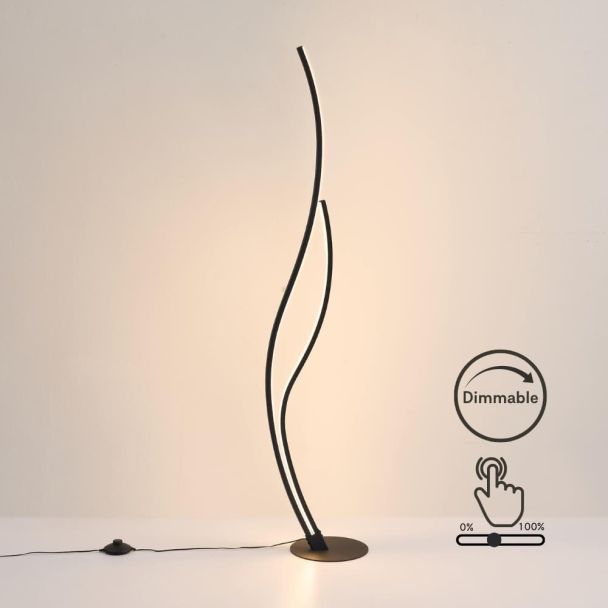 Lampada da terra LED nera con linee ondulate dimmerabile - Ysoria