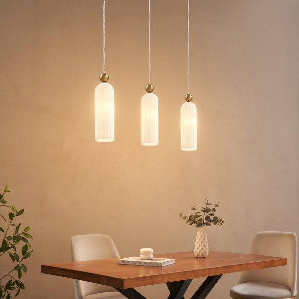 Sospensione opale rigata stile elegante - Leonora