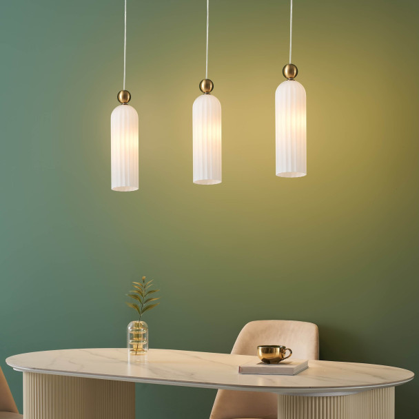 Lampada opale rigata interno moderno - Leonora