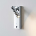 Applique LED da lettura cromata con porta USB e dimmer integrato - Tofino