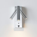 Applique LED da lettura cromata con porta USB e dimmer integrato - Tofino