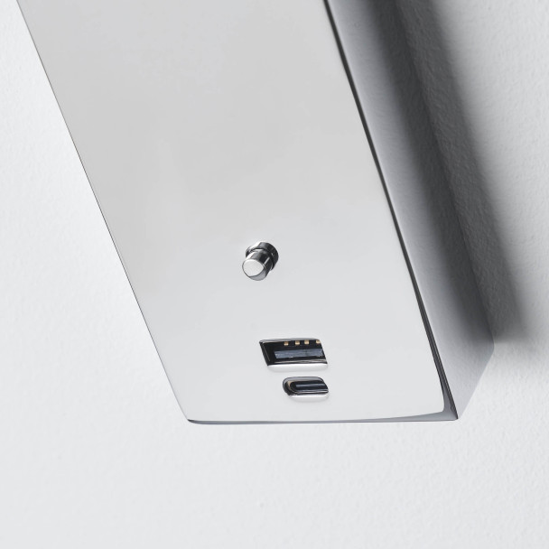 Applique LED da lettura cromata con porta USB e...