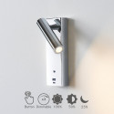 Applique LED da lettura cromata con porta USB e dimmer integrato - Tofino