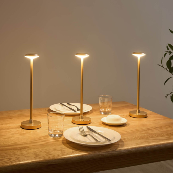 Lampada da tavolo touch dorata LED dimmerabile...