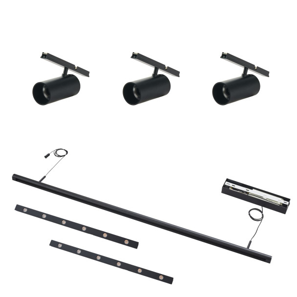 Sospensione binario nero 3 spot - Lyne