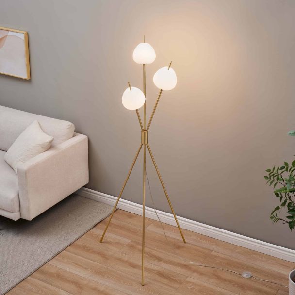 Lampada da terra moderna con treppiede dorato LED integrato 157 cm - Olanta
