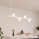 Sospensione bianca sistema magnetico con 4 sfere in vetro LED 12W - Lyne
