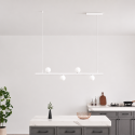 Sospensione bianca sistema magnetico con 4 sfere in vetro LED 12W - Lyne