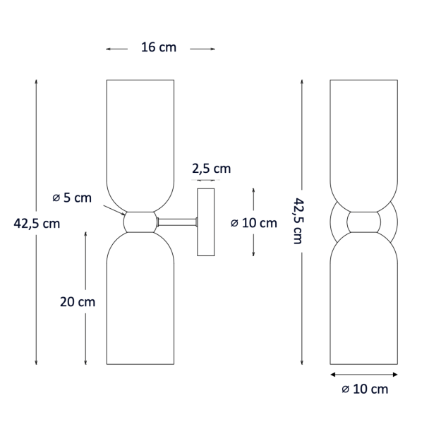 Grande applique doppia in vetro fumé...