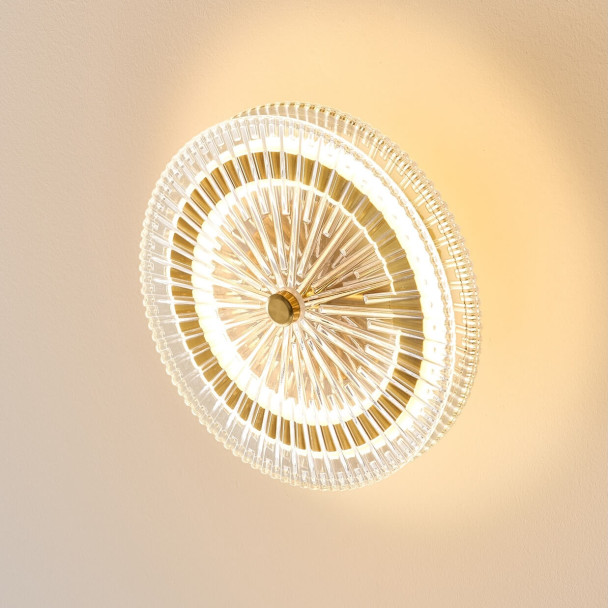Applique dorata LED con disco in vetro...