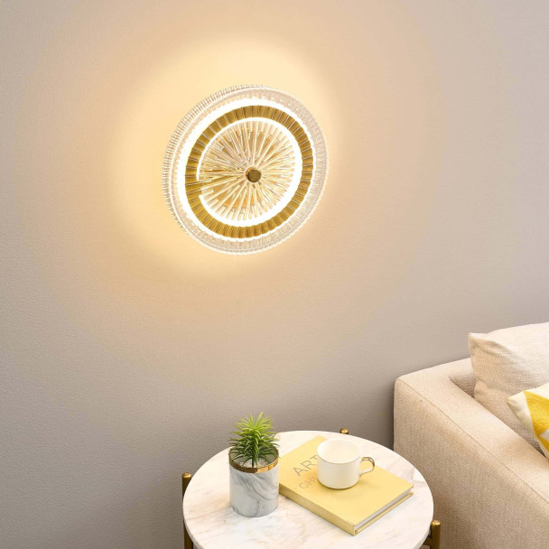 Applique dorata LED con disco in vetro...