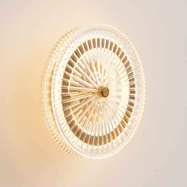 Applique dorata LED con disco in vetro...