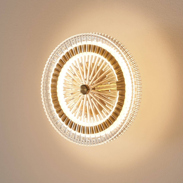 Applique dorata LED con disco in vetro...