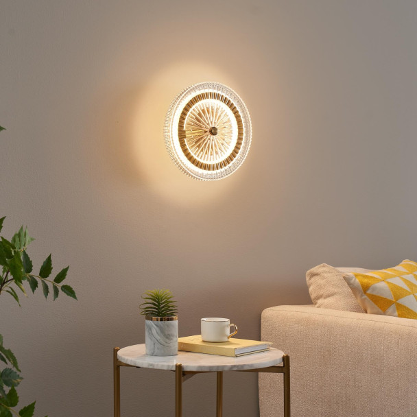 Applique dorata LED con disco in vetro...