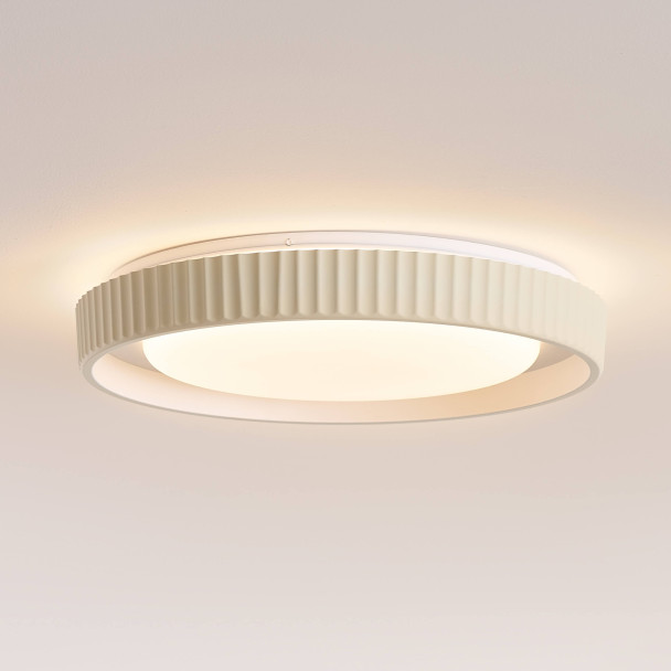 Plafoniera rotonda beige nervata dimmerabile...