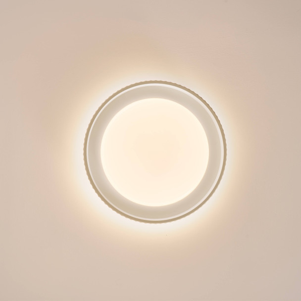 Plafoniera rotonda beige nervata dimmerabile...
