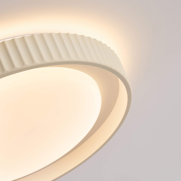 Plafoniera rotonda beige nervata dimmerabile...