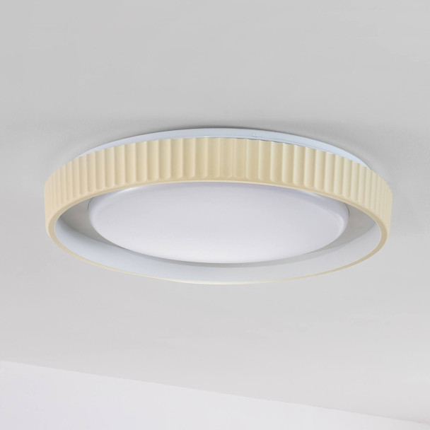 Plafoniera rotonda beige nervata dimmerabile...