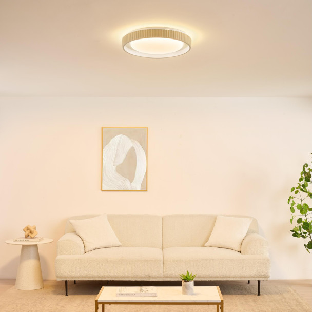 Plafoniera rotonda beige nervata dimmerabile...