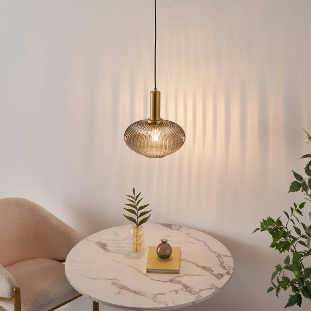 Piccola sospensione di design in vetro grigio...