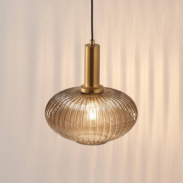 Piccola sospensione di design in vetro grigio...