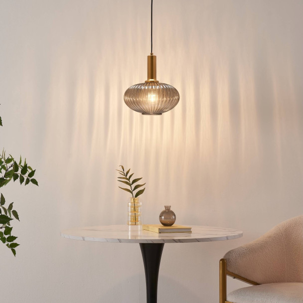 Piccola sospensione di design in vetro grigio...