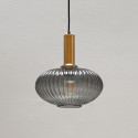 Piccola sospensione di design in vetro grigio nervato - Judy