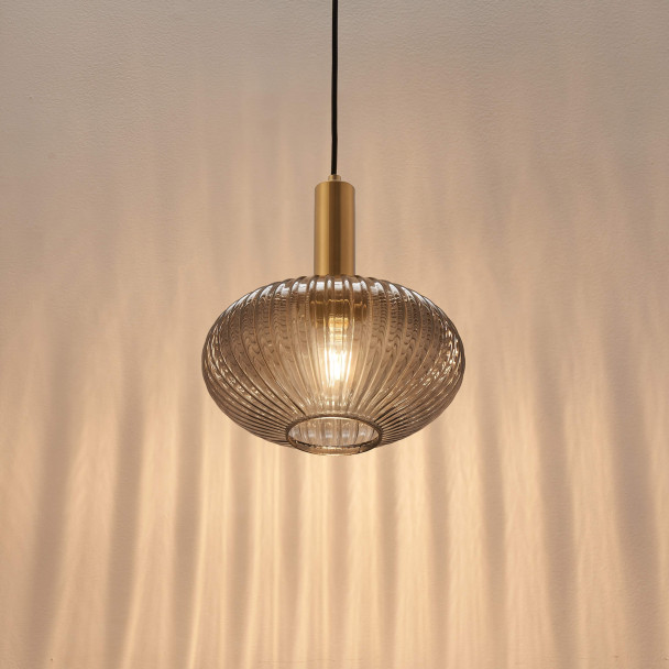 Piccola sospensione di design in vetro grigio...