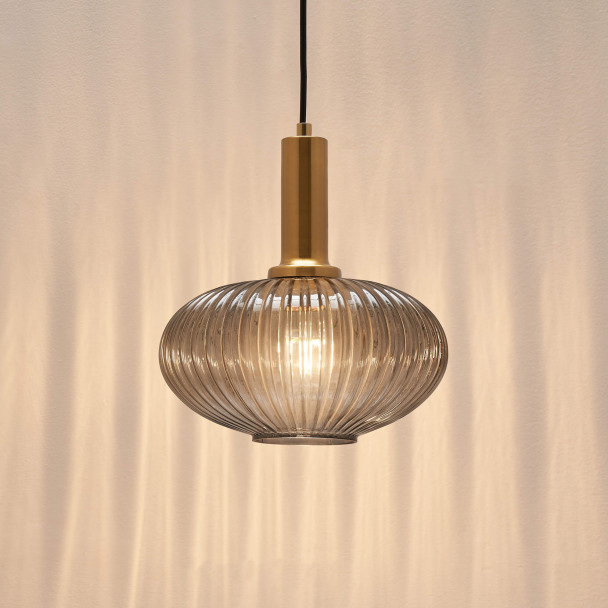 Piccola sospensione di design in vetro grigio...