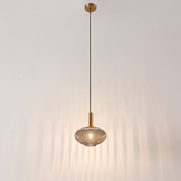 Piccola sospensione di design in vetro grigio...