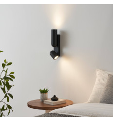 Applique nera cilindrica a doppia illuminazione - Arven