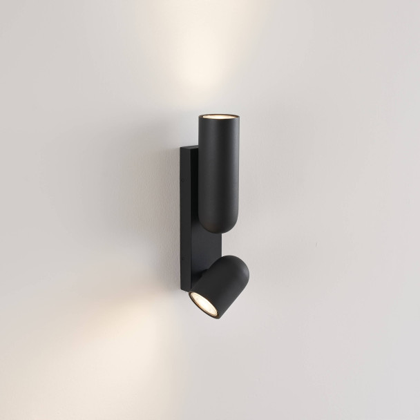 Applique nera cilindrica a doppia illuminazione...