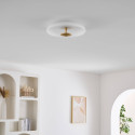 Plafoniera vintage dorata disco in vetro satinato 40 cm LED - Avelis